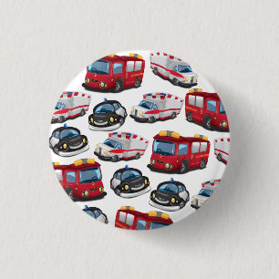 Badge Rond 2,50 Cm Transport des services de police, d'ambulance et d