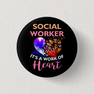 Badge Rond 2,50 Cm Travail social de la Fleur du Coeur Papillon Socia