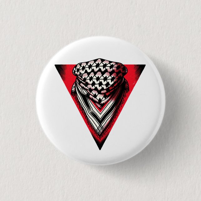 Badge Rond 2,50 Cm Triangle rouge inversé keffiyeh (Devant)