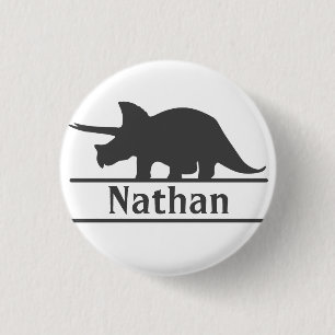 Badge Rond 2,50 Cm Triceratops Dinosaure Personnalisé Nom