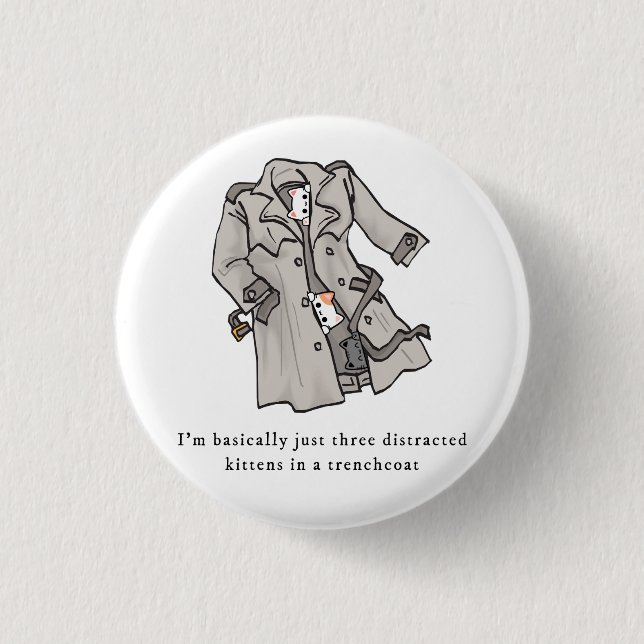 Badge Rond 2,50 Cm Trois chatons distraits dans un bouton de manteau (Devant)