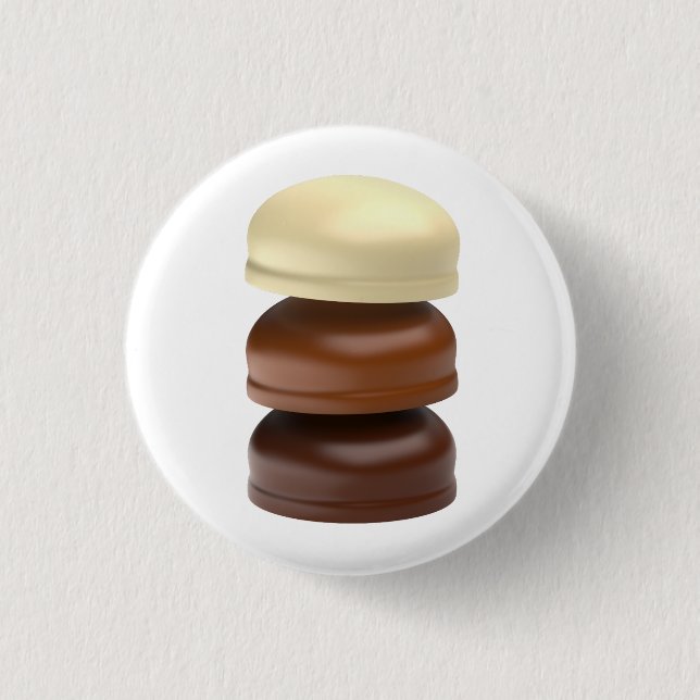 Badge Rond 2,50 Cm Trois marshmallows enrobés de chocolat (Devant)