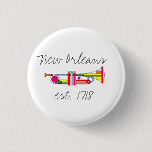 Badge Rond 2,50 Cm Trompette de jazz Cool de la Nouvelle-Orléans