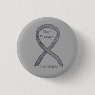 Badge Rond 2,50 Cm Troubles du cerveau Ruban de sensibilisation à l'a