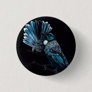 Badge Rond 2,50 Cm Tui Et Piwakawaka