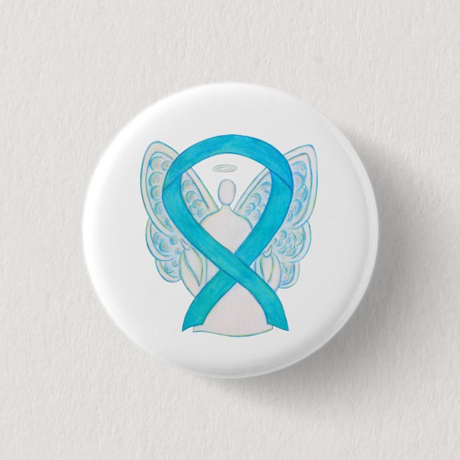 Badge Rond 2,50 Cm Turquoise Blue Angel Sensibilisation Épingle à rub (Devant)