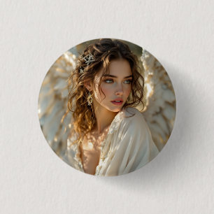 Badge Rond 2,50 Cm Twilight Guardian - Ange des ailes dorées