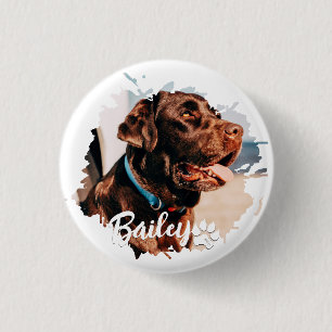 Badge Rond 2,50 Cm Typographie Cool simple et moderne Nom et photo