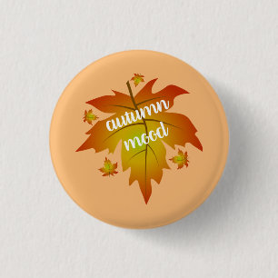 Badge Rond 2,50 Cm Typographie de l'humeur d'automne feuille d'érable