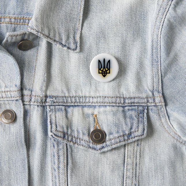 Badge Rond 2,50 Cm Ukraine Tryzub Pin (En situation)