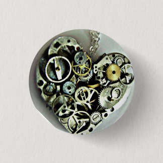 Badge Rond 2,50 Cm Un bouton de coeur de rouages