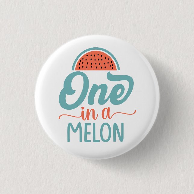 Badge Rond 2,50 Cm Un dans une broche rétro douce Melon (Devant)