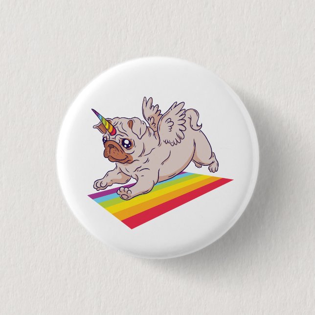 Badge Rond 2,50 Cm Un Pugicorn (Devant)