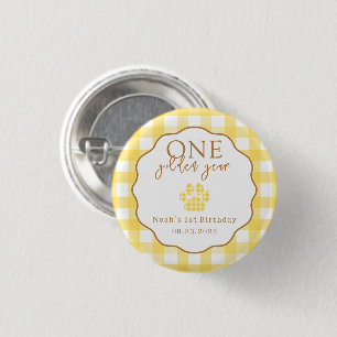 Badge Rond 2,50 Cm Une année dorée Empreinte de patte Première fête d