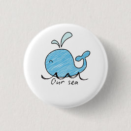 Badge Rond 2,50 Cm Une baleine amicale dans son mur en bois de mer Ar