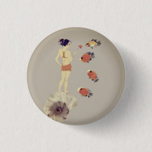 Badge Rond 2,50 Cm Une fille avec une fleur