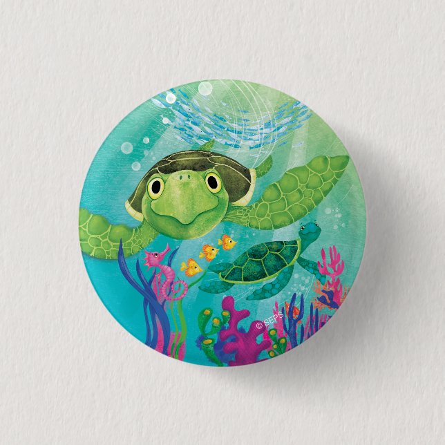 Badge Rond 2,50 Cm Une Secourt de tortue de mer (Devant)