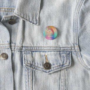 Badge Rond 2,50 Cm Unicorne 3D Holographique Nom personnalisé