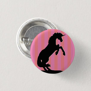 Badge Rond 2,50 Cm Unicorne d'élevage noir (rayé rose)