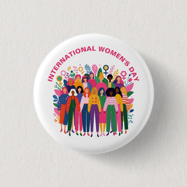 Badge Rond 2,50 Cm Unité de la Fête des Femmes 8 mars (Devant)