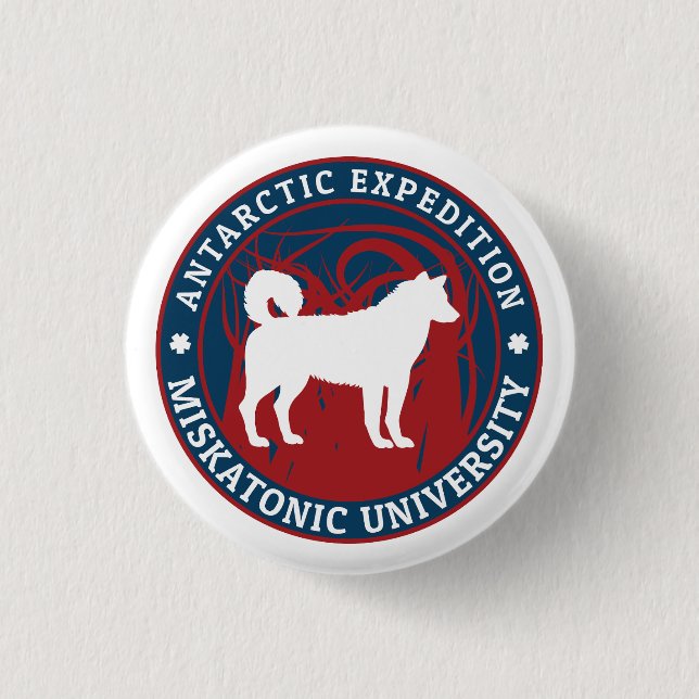 Badge Rond 2,50 Cm Université Miskatonique Expedition Antarctique (Devant)