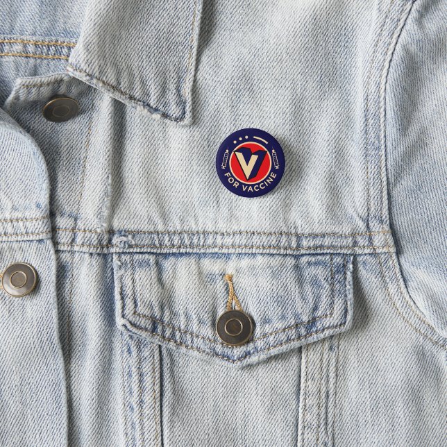 BADGE ROND 2,50 CM V POUR LA PILE VACCIN (En situation)