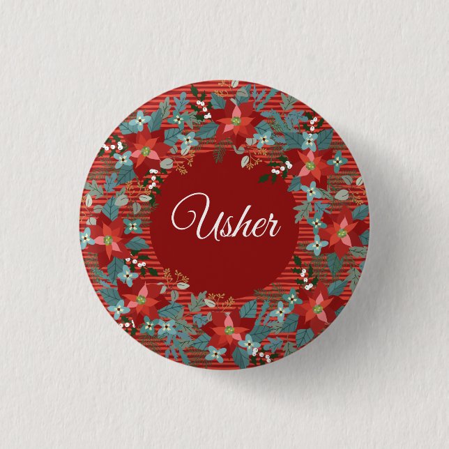 Badge Rond 2,50 Cm Vacances Floral Bénévole Usher (Devant)