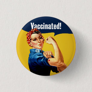 Badge Rond 2,50 Cm Vaccinated Rosie the Riveter Button w/ heart