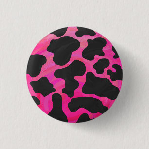 Badge Rond 2,50 Cm Vache rose chaud et noir