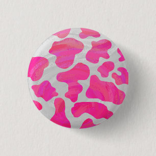 Badge Rond 2,50 Cm Vache rose et blanc chaud
