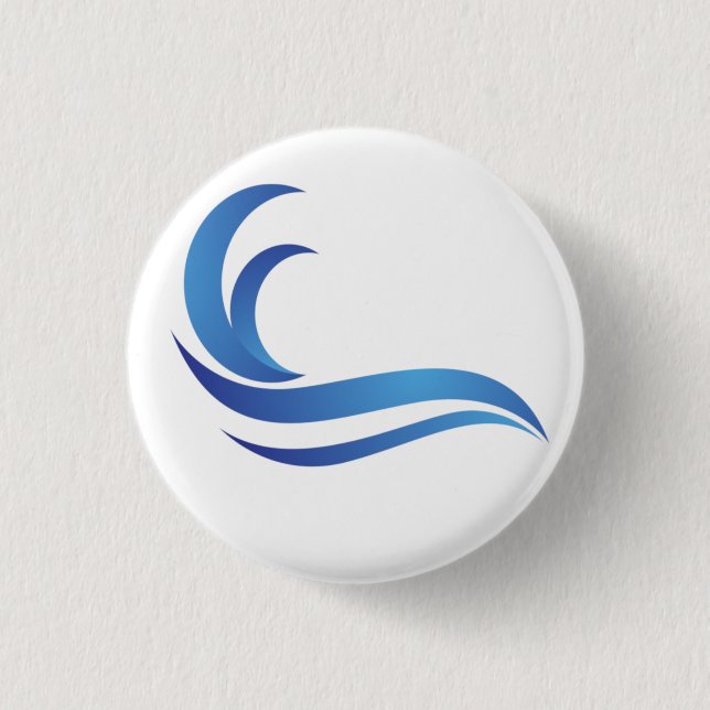 Badge Rond 2,50 Cm Vague bleue 1" (Devant)