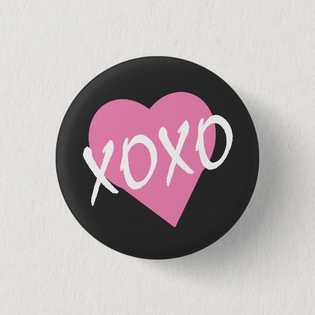 Badge Rond 2,50 Cm Valentine Coeur rose XOXO (Devant)