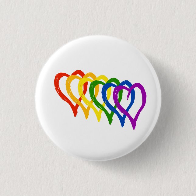 Badge Rond 2,50 Cm Valentine Gay pride Rainbow Layered Hearts (Devant)