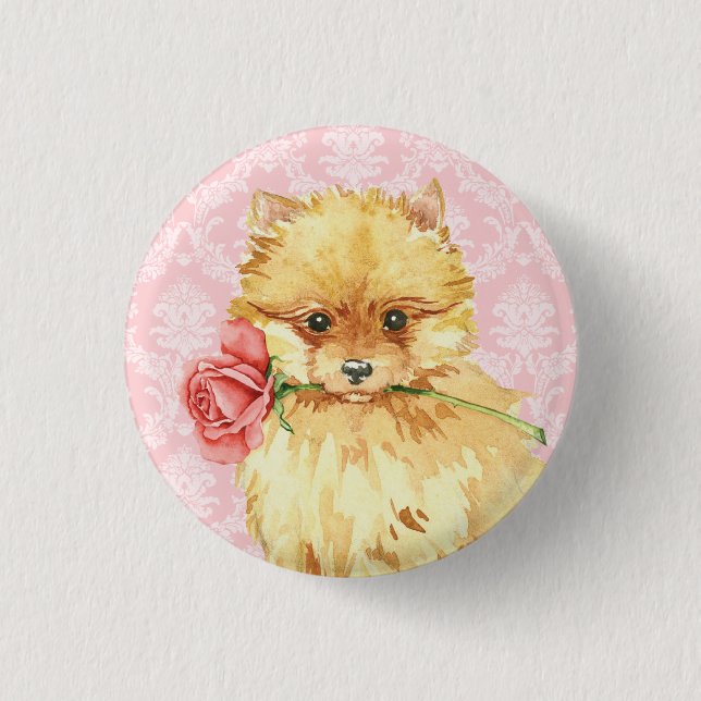 Badge Rond 2,50 Cm Valentine Rose Pomeranian (Devant)
