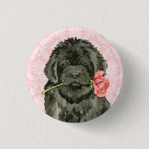 Badge Rond 2,50 Cm Valentine Rose Terre-Neuve