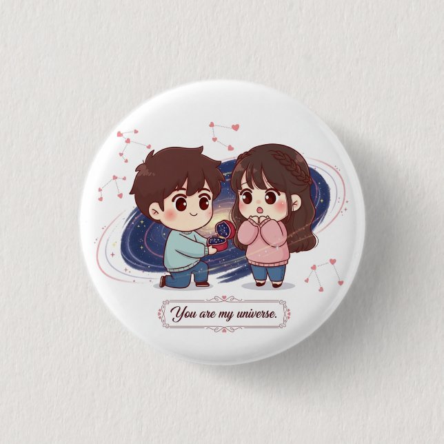 Badge Rond 2,50 Cm Valentine's Day Gift - Anniversary Cute Pin Button (Devant)