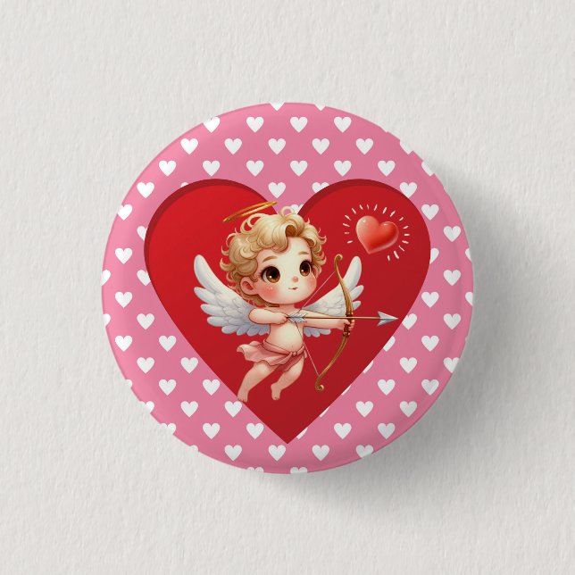 Badge Rond 2,50 Cm Valentines Jour Cupid (Devant)