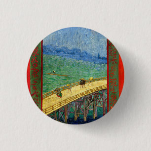 Badge Rond 2,50 Cm Van Gogh Le Pont sous la Pluie d'après Hiroshige