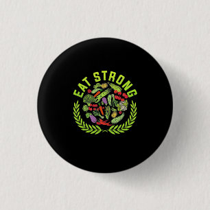 Badge Rond 2,50 Cm Végétarien manger fort