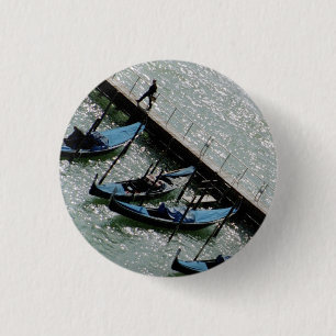 Badge Rond 2,50 Cm Venise, Italie : Promenade avec des gondoles