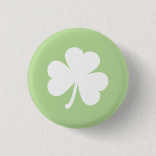 Badge Rond 2,50 Cm Vert pâle avec Shamrock irlandais