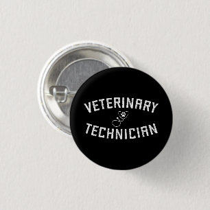 Badge Rond 2,50 Cm Veterinary Technician Vet Tech Paw Stethoscope