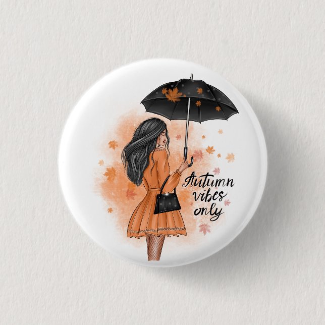 Badge Rond 2,50 Cm Vibes Automne Seulement Automne Fashion Girl (Devant)