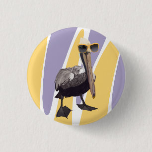 Badge Rond 2,50 Cm Vibes estivales amusantes Oiseau pélican