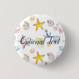 Badge Rond 2,50 Cm Vie marine et Ancres