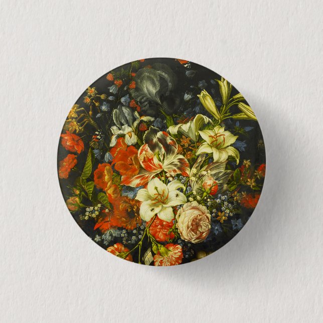 Badge Rond 2,50 Cm Vie morte avec fleurs et fruits (Devant)