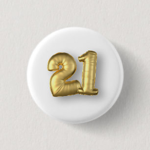 Badge Rond 2,50 Cm Vingt un ans d'or de ballons de Mylar