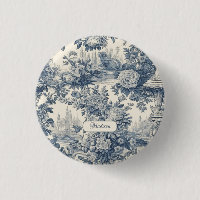 Vintage chic floral Bleu toile de jouy monogramme