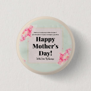 Badge Rond 2,50 Cm Vintage Floral Pastel Pink Purple Mothers Day