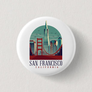 Badge Rond 2,50 Cm Vintage San Francisco